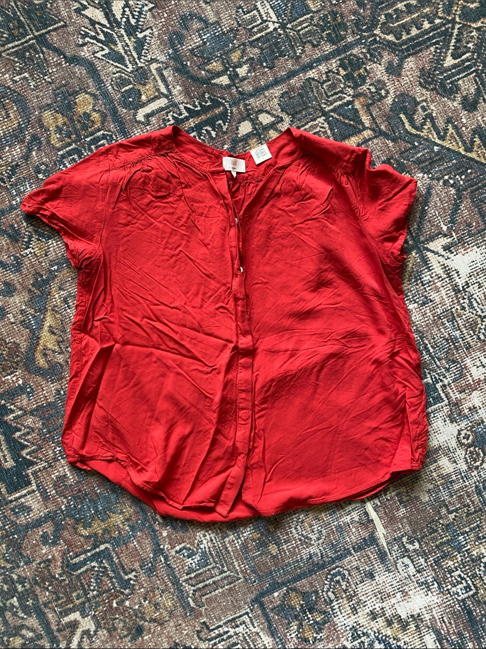 Levi's Red Short Sleeve Button-Front Blouse